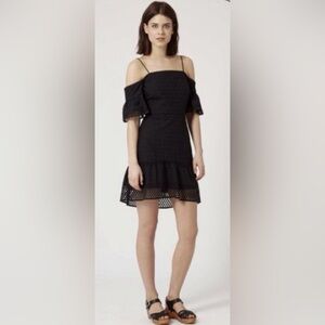 Topshop eyelet off the shoulder black dress size 4